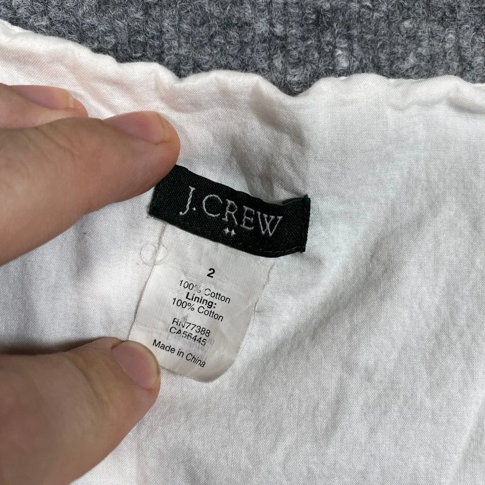 J. Crew White Cotton‎ Sleeveless V-Neck Tie Waist Fit & Flare Dress Size 2